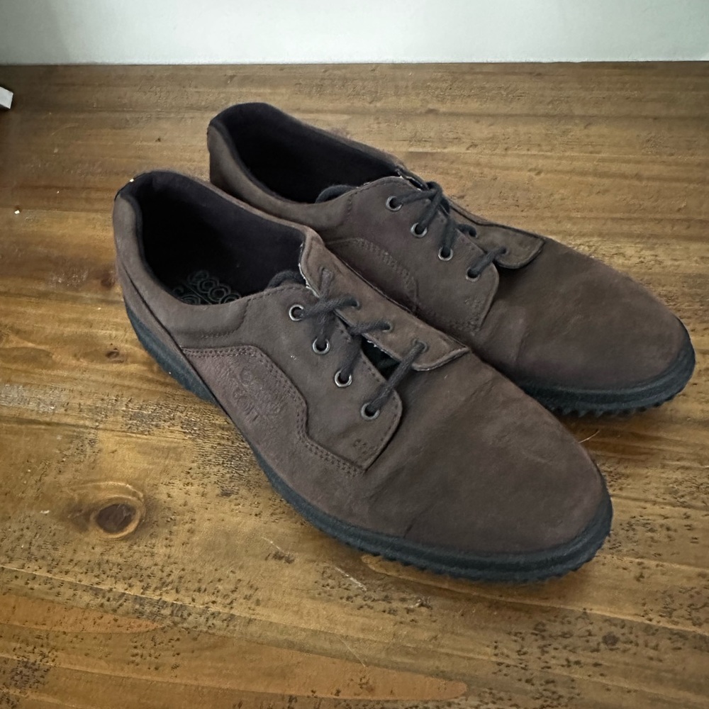 ECCO Soft Women's Shoes,  Size 12-12.5  EU 43 Brown Suede Leather Tie on Shoe